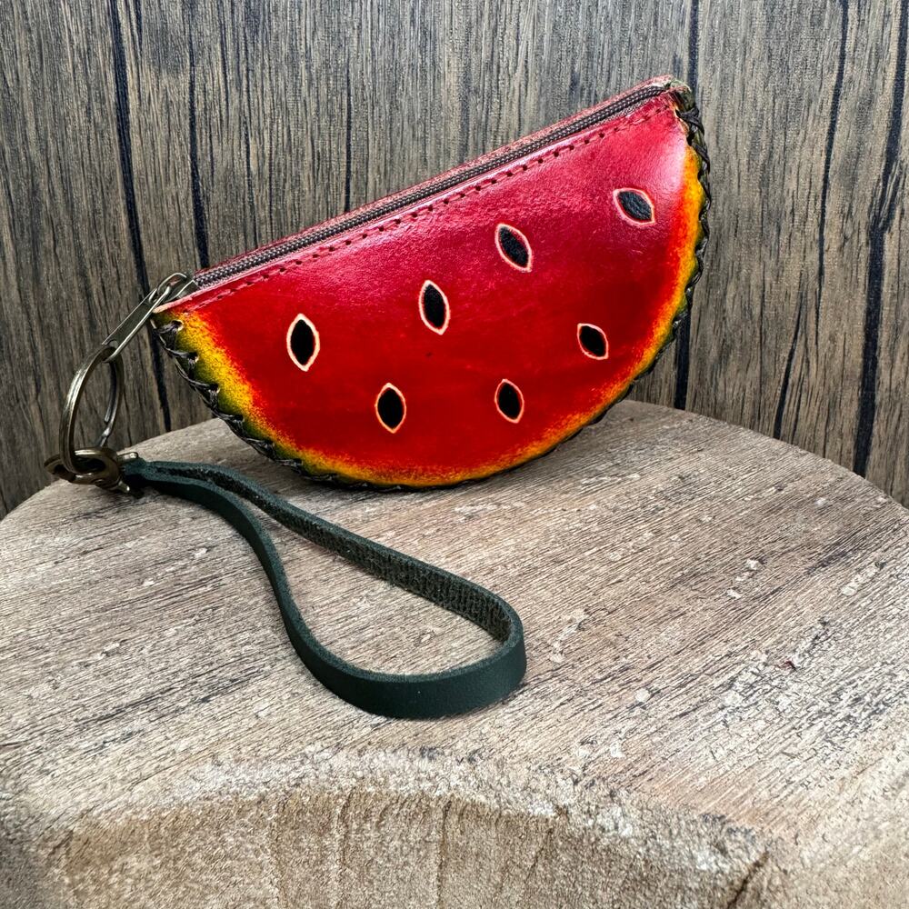 Genuine Leather Wallet Wristlet Watermelon Coin Purse NEW FAST SHIP - Picture 4 of 8
